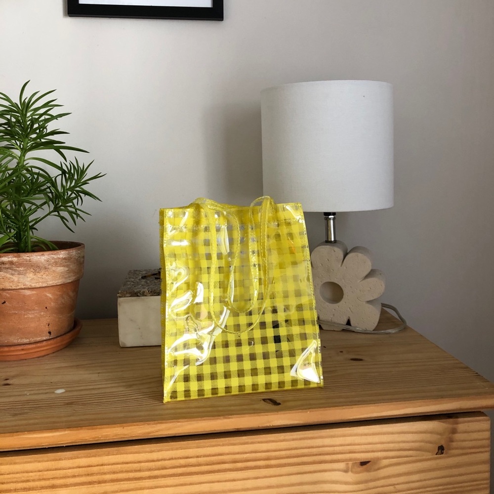 yellow gingham see through bag